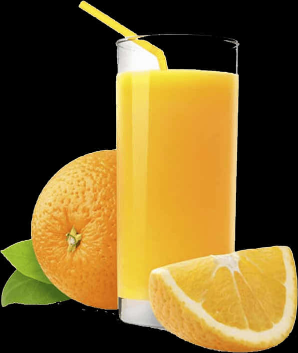 A Glass Of Orange Juice Next To A Slice Of Orange