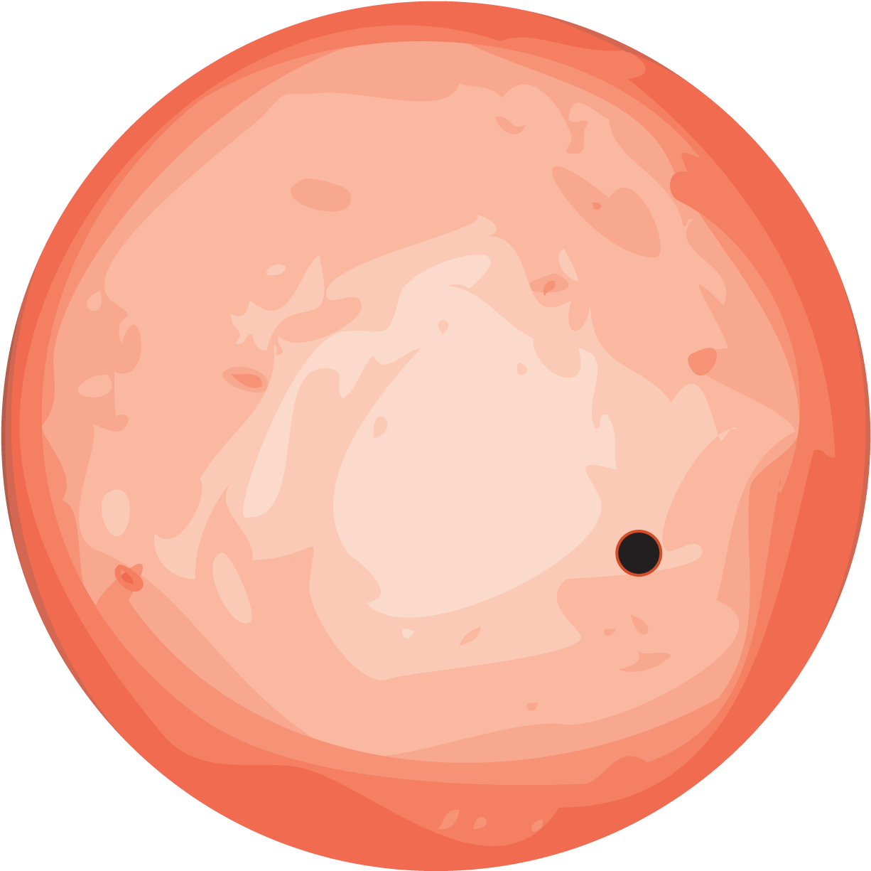A Red Planet With A Black Circle