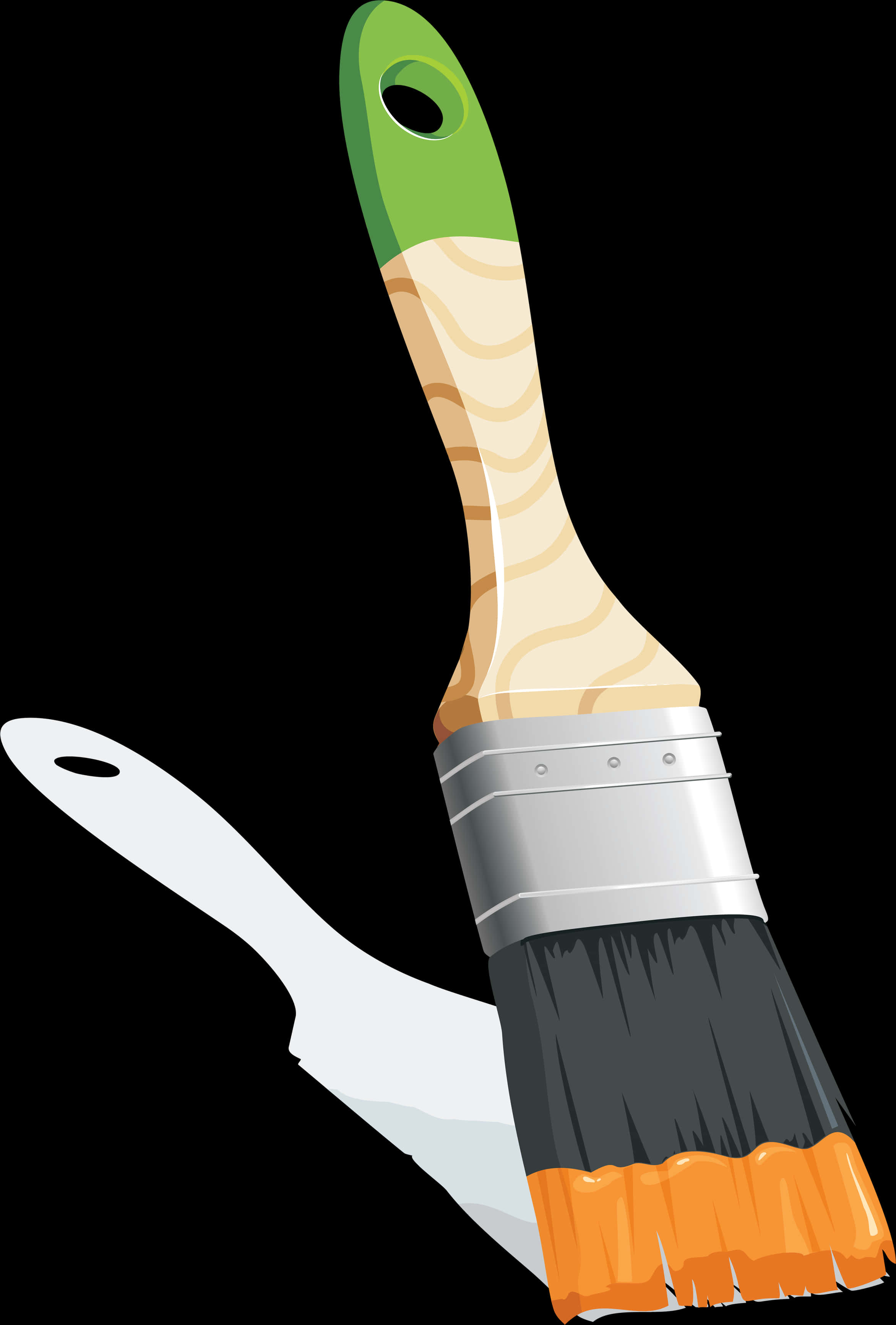 A Paint Brush With A Green Handle