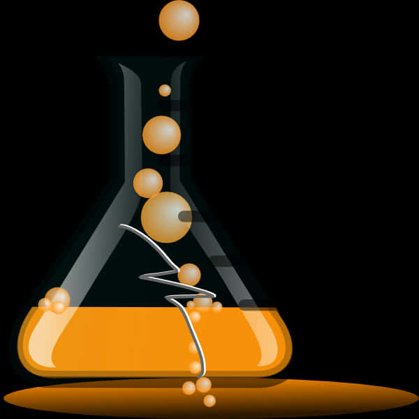 A Glass Beaker With Orange Liquid