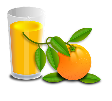 A Glass Of Orange Juice And An Orange Fruit