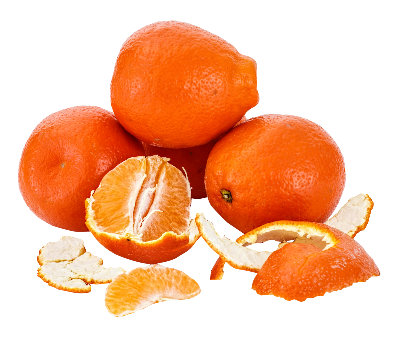 A Group Of Oranges With Peeled Oranges