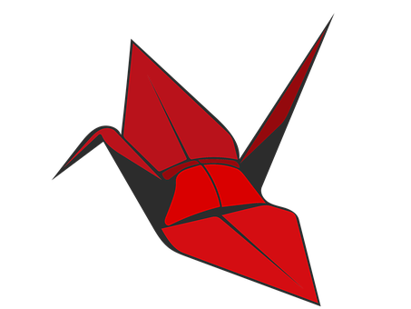A Red Paper Crane On A Black Background
