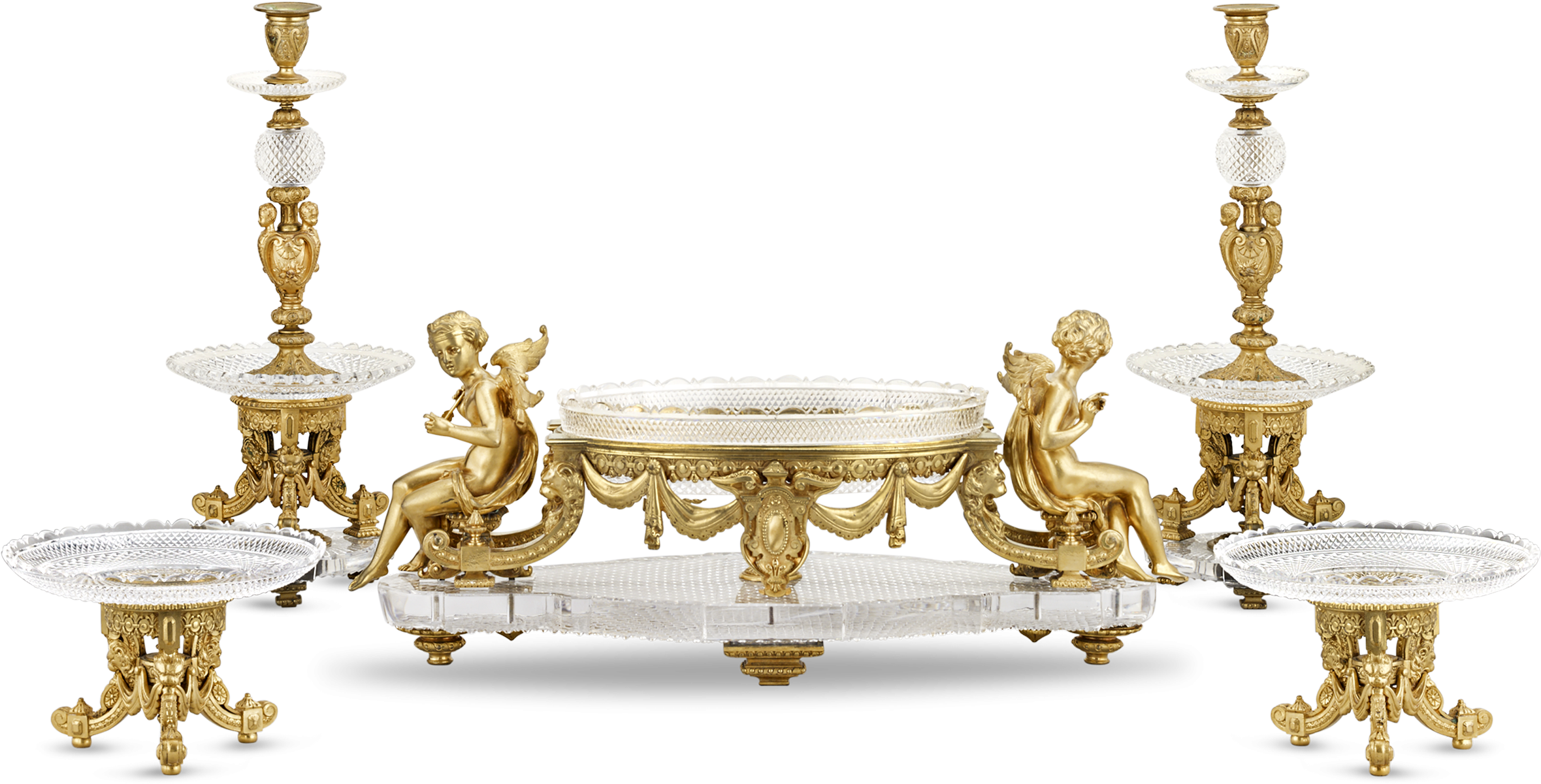 Ormolu And Cut Glass Table Garniture By Baccarat - Coffee Table, Hd Png Download