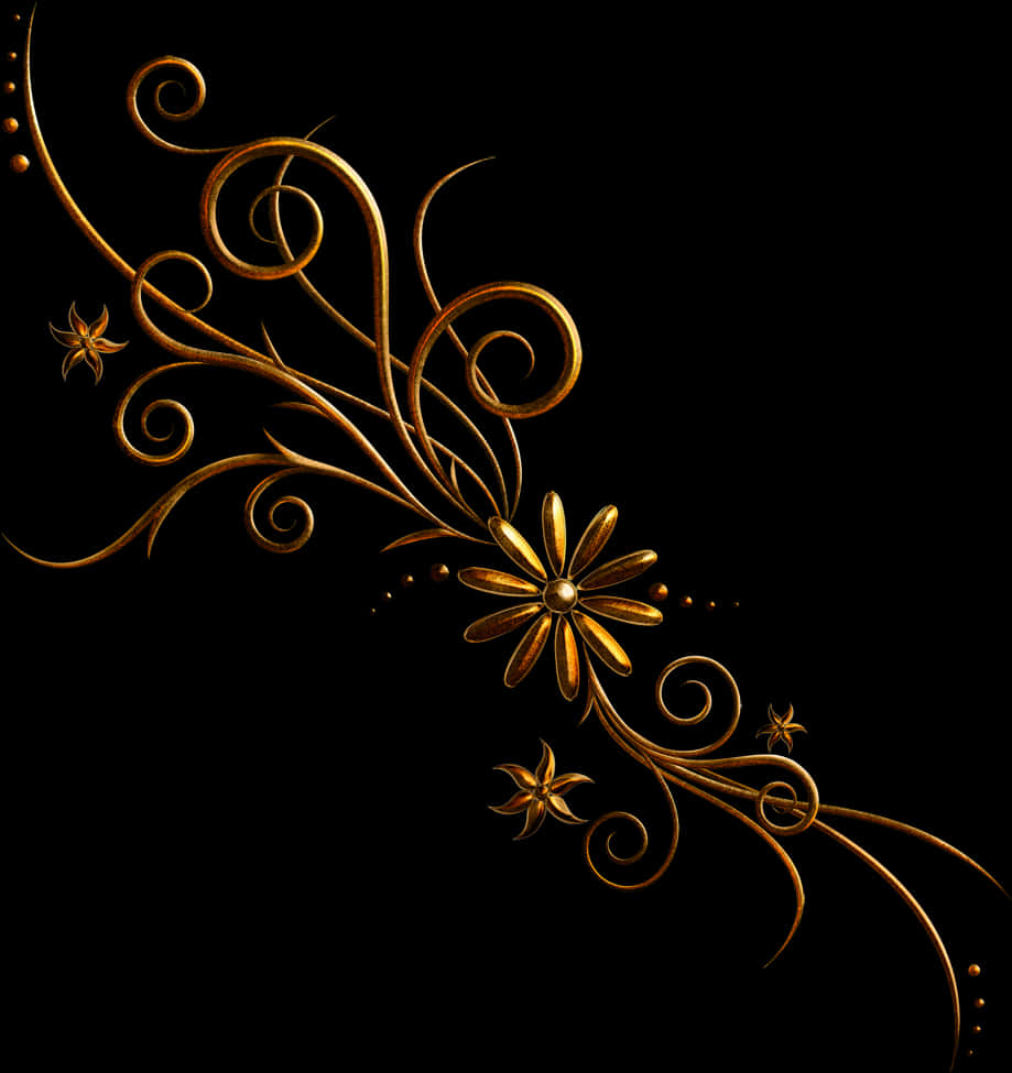 Ornament Clipart Floral - Floral Designs Golden Png, Transparent Png