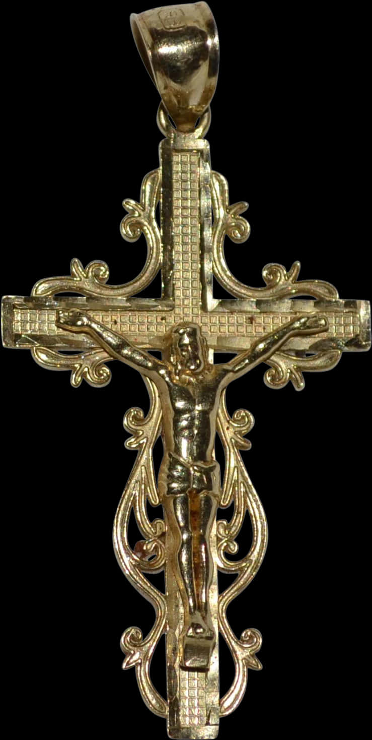 A Gold Cross With A Man On It
