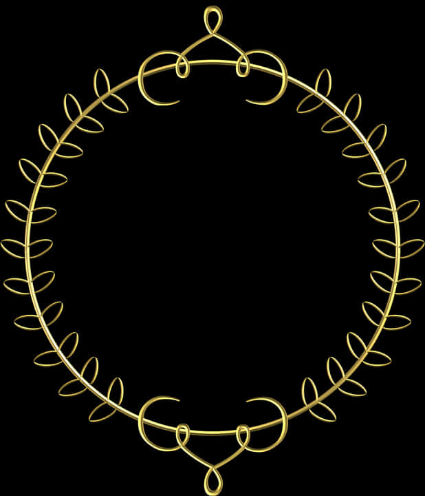 A Gold Circle With Leaves