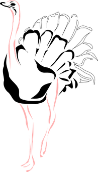 A Pink And Black Drawing Of A Giraffe