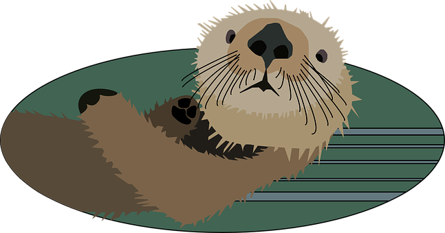 A Cartoon Of A Sea Otter Lying On Its Back