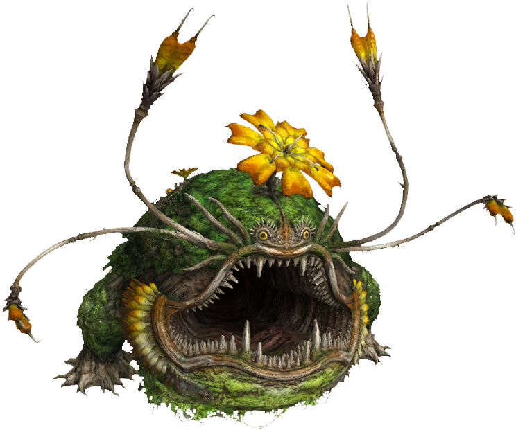 A Green Creature With A Yellow Flower On Its Head