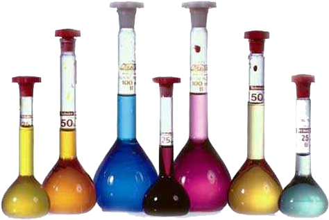 A Group Of Colorful Liquids In Glass Flasks