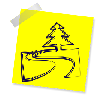 A Yellow Post It Note With A Tree Drawn On It
