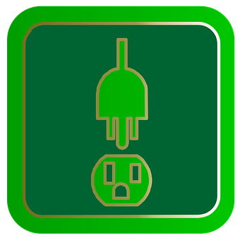 A Green Square With A Green Border And A Green Plug And Outlet