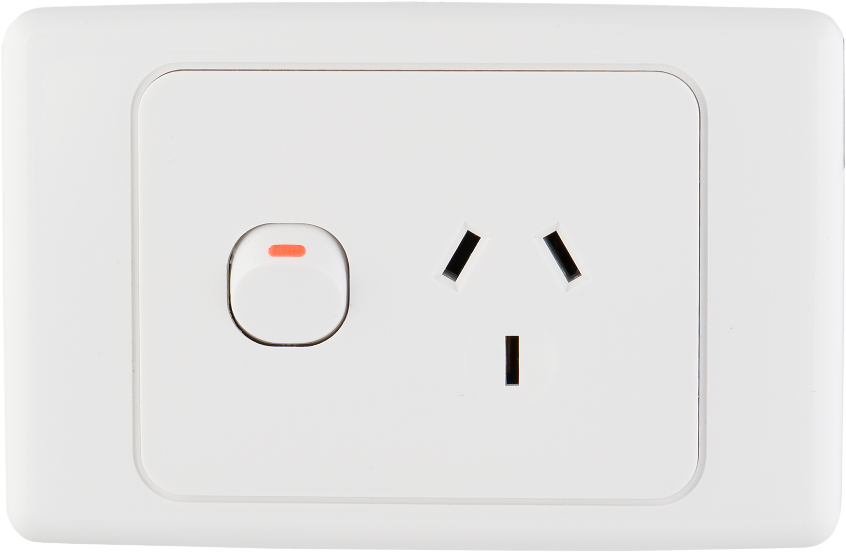 A White Outlet With A Switch And A Button