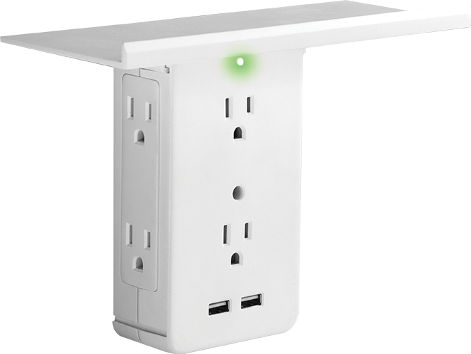 A White Electrical Outlet With A Green Light