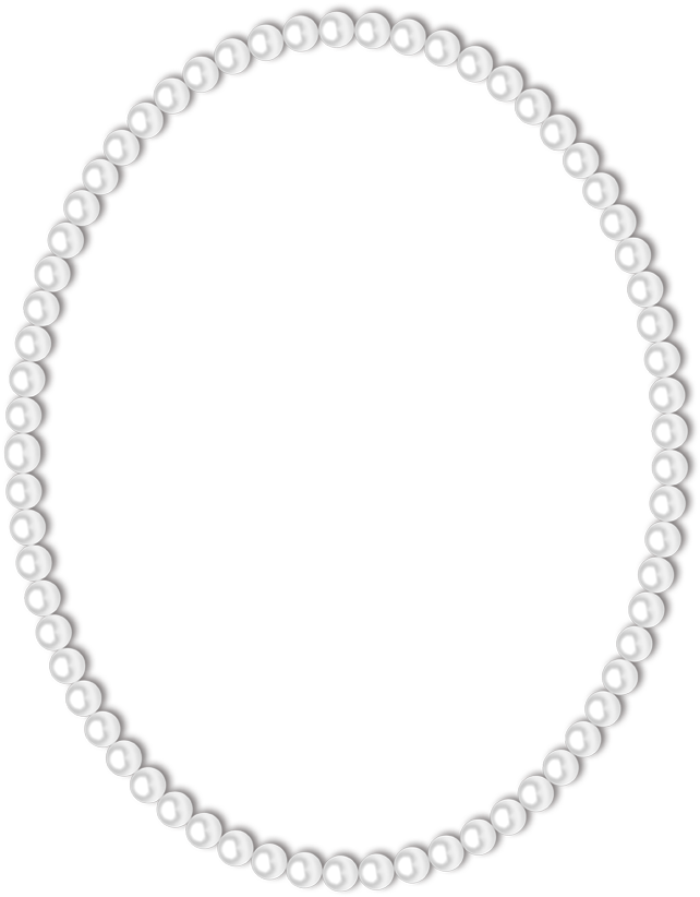 A White Pearl Necklace On A Black Background