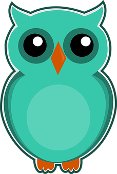 A Blue Owl With Black Eyes And A Black Background