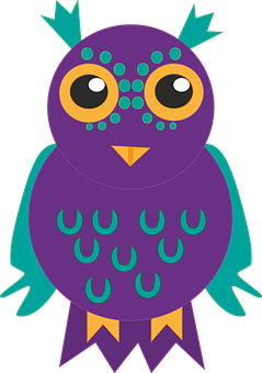 A Purple And Green Owl