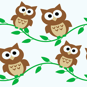 A Group Of Brown Owls On Green Vines
