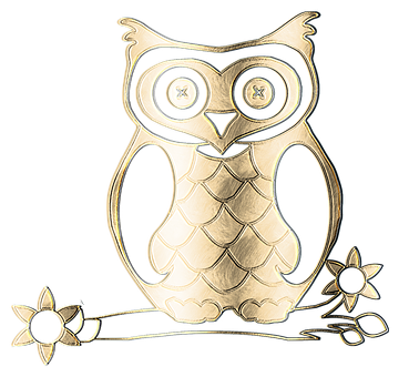 A Gold Owl With Flowers