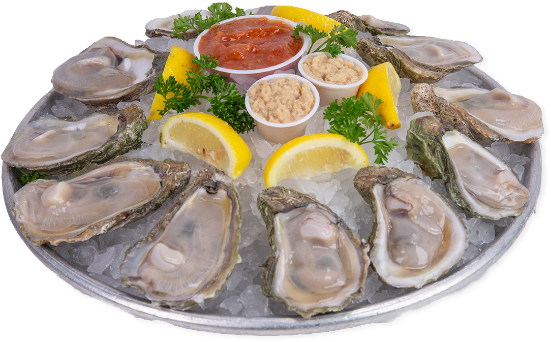 A Plate Of Oysters And Sauces