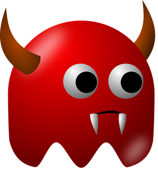 A Red Monster With Horns And Eyes