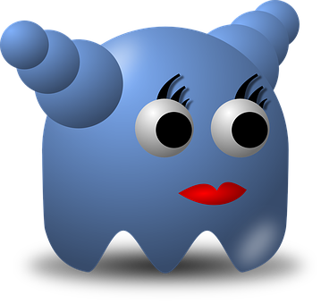 A Blue Cartoon Character With Long Eyelashes And Red Lips