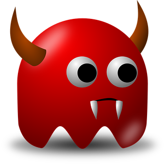 A Red Monster With Horns And Sharp Teeth