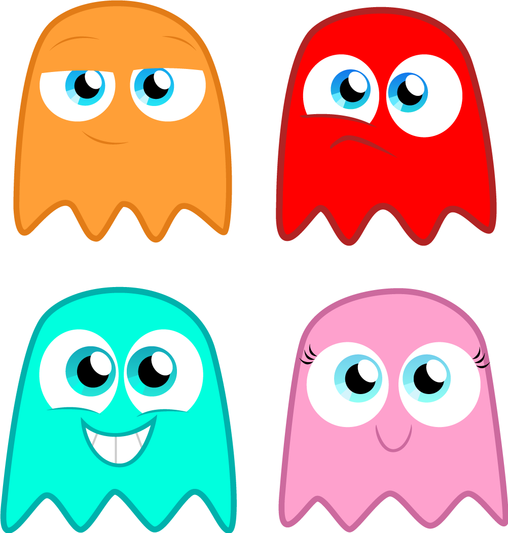 A Group Of Cartoon Ghosts