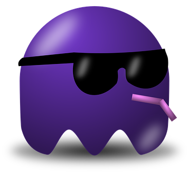 A Purple Ghost With Sunglasses And A Straw