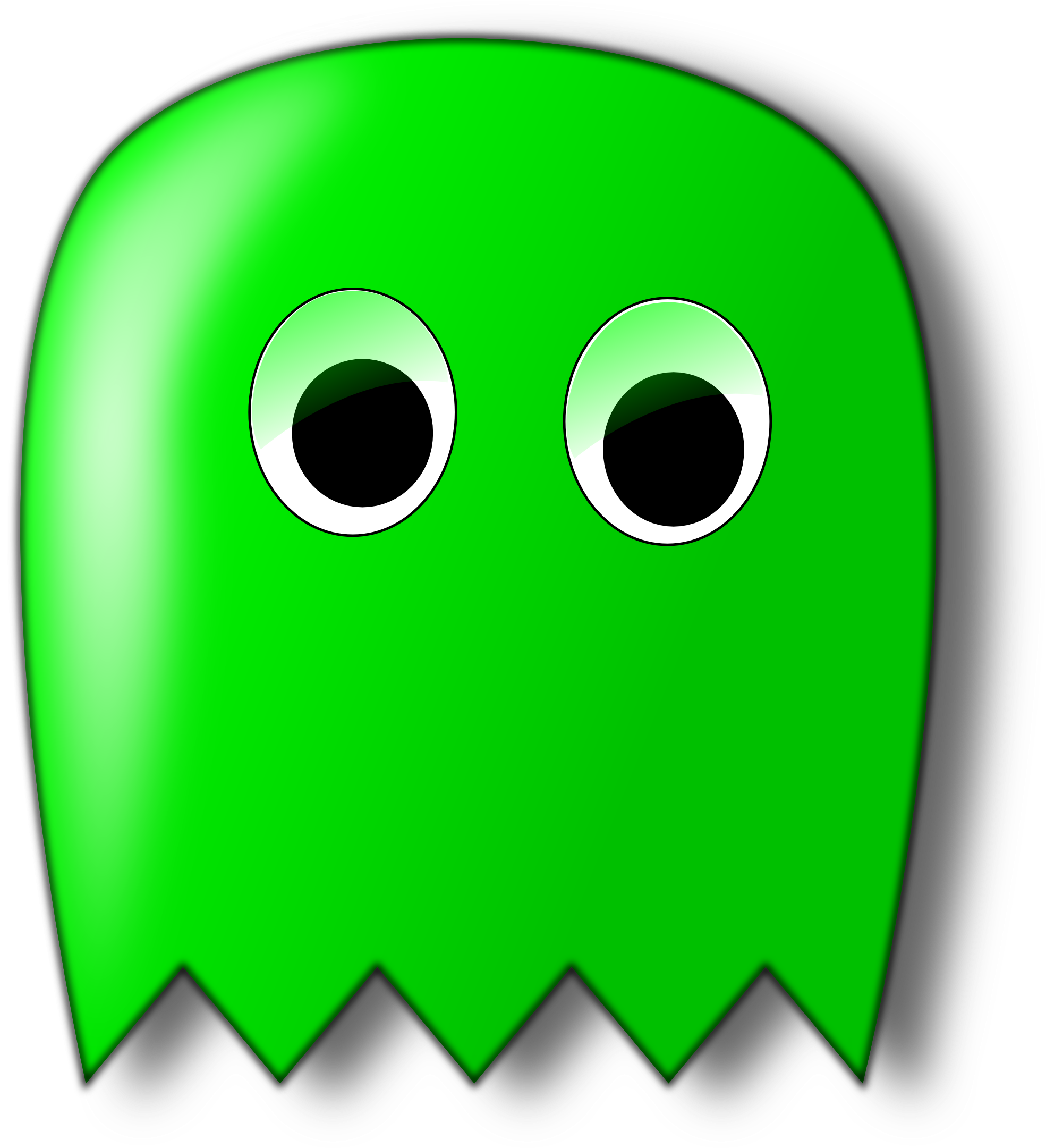 A Green Ghost With Black Eyes