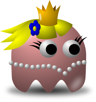 A Cartoon Character With A Crown And Pearls On It