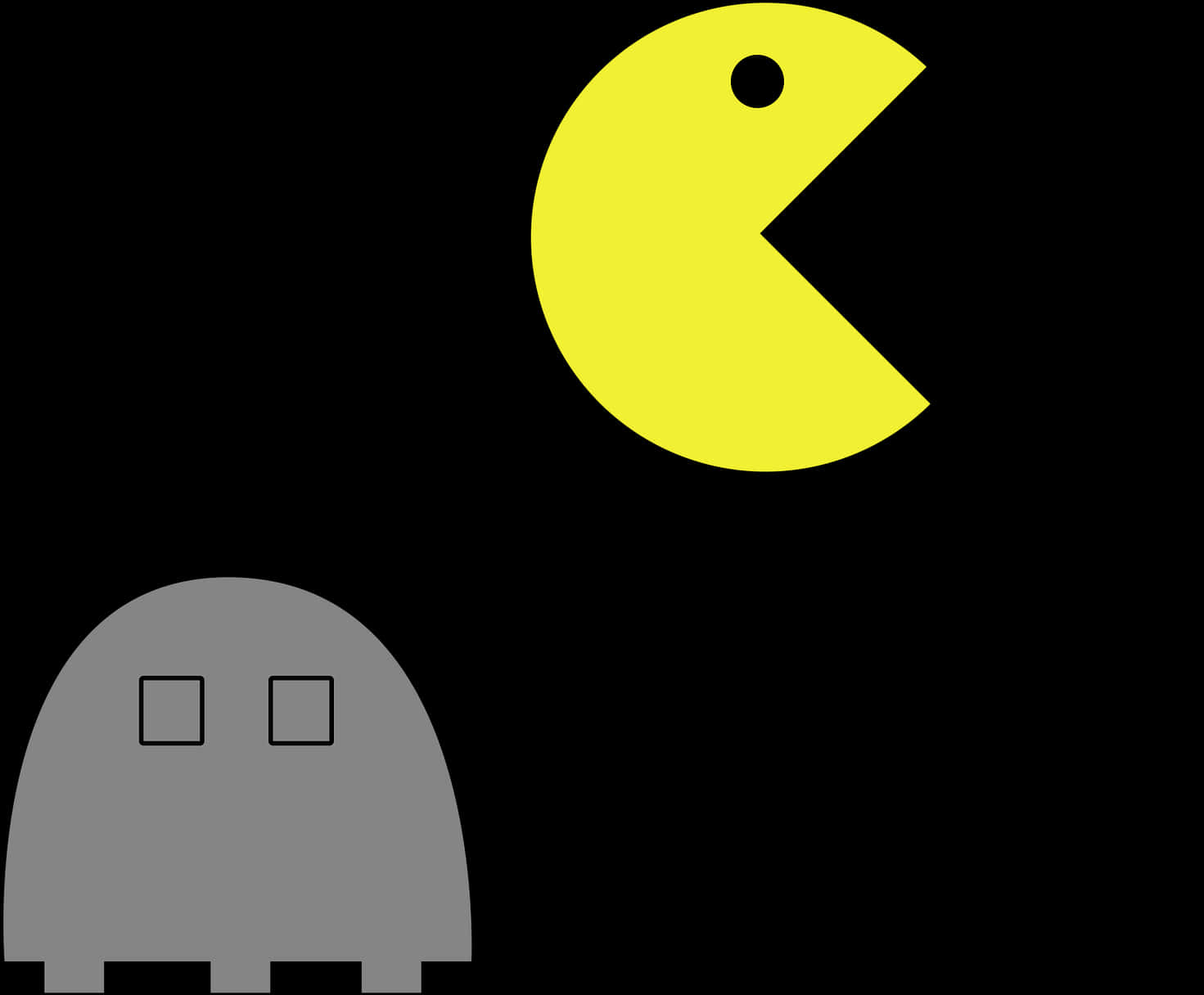 A Yellow And Grey Pacman And A Black Background