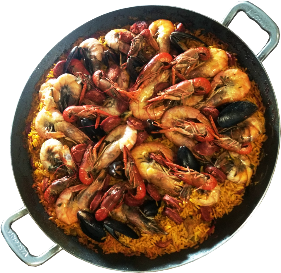 A Pan Of Seafood And Rice