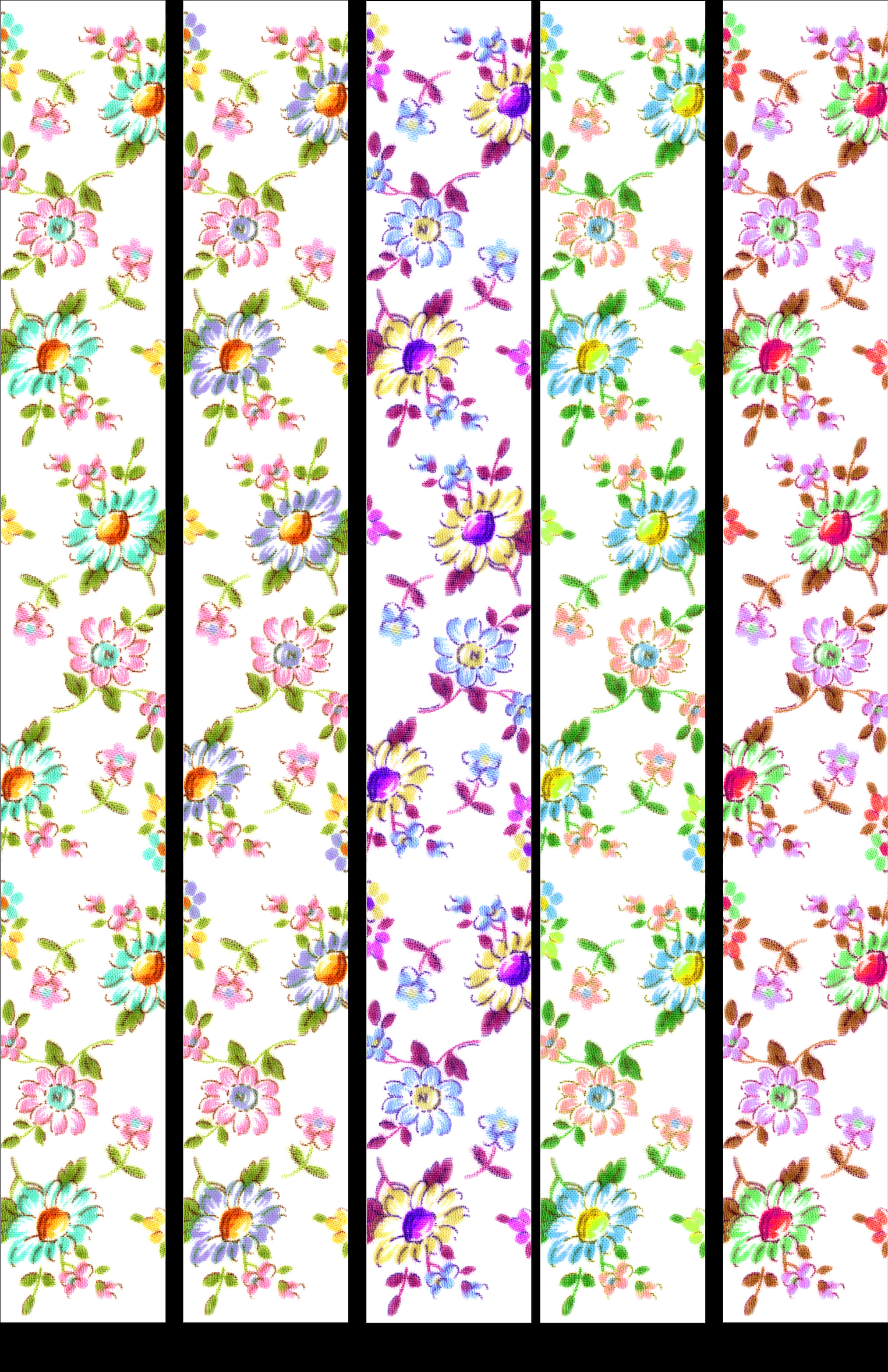 A Row Of Flowers On A White Background