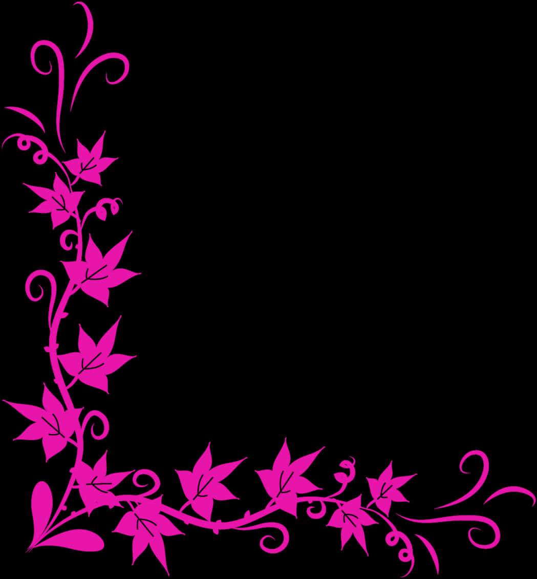 Pink Leaves Page Border