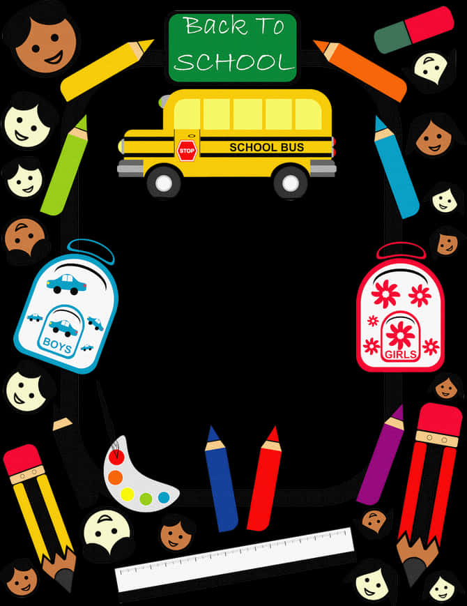 A School Bus And School Supplies
