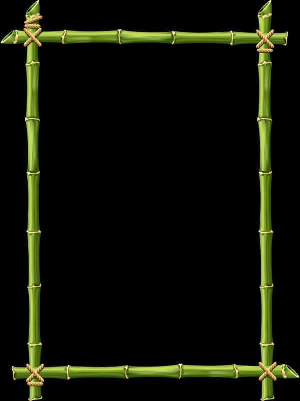 A Green Bamboo Sticks With A Black Background