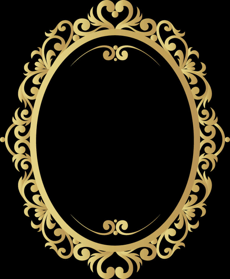 A Gold Oval Frame With A Black Background