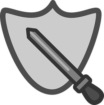 A Sword And Shield With Black Background