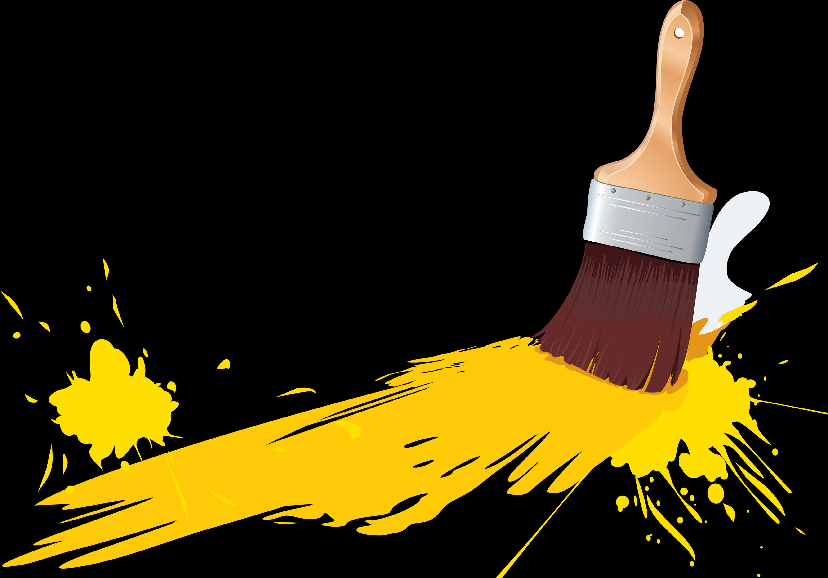A Paintbrush With A Yellow Paint Splatter