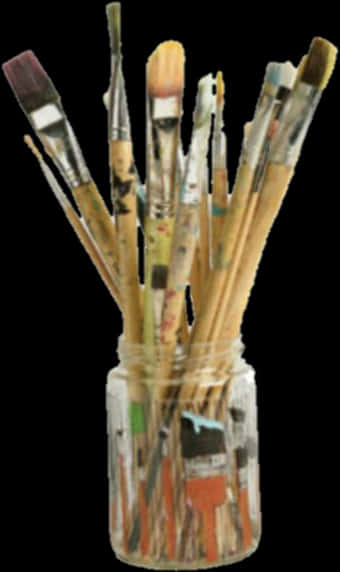 A Jar Of Paint Brushes