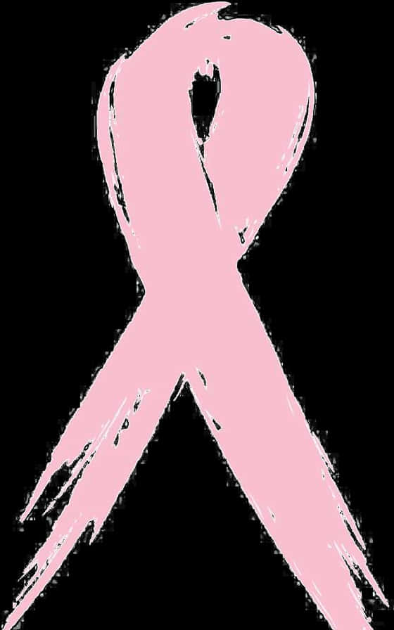 A Pink Ribbon Painted On A Black Background