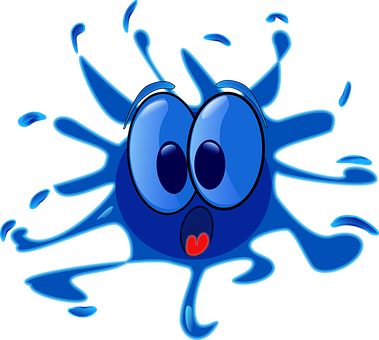 A Cartoon Blue Blot With Eyes And Mouth