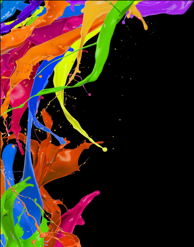 A Colorful Paint Splashing On A Black Background