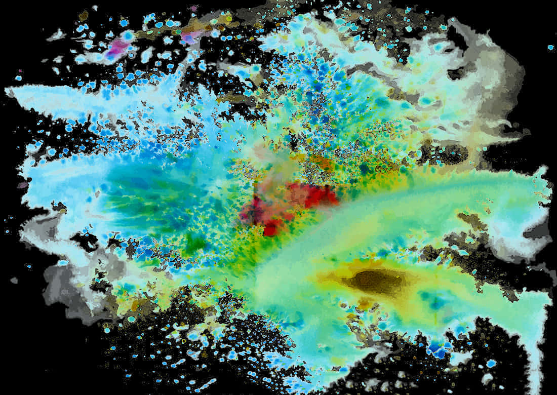 A Colorful Splattered Paint On A Black Background