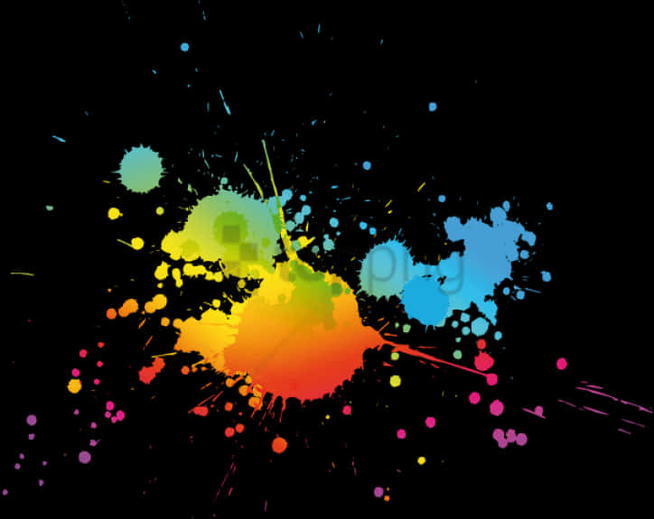 A Rainbow Colored Splatter On A Black Background