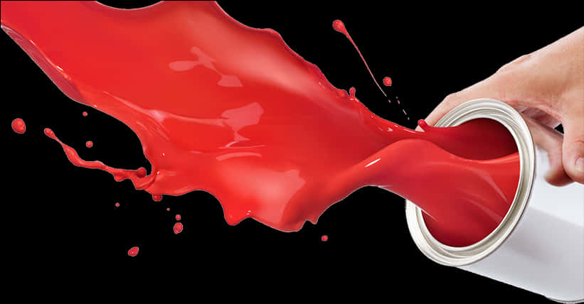 A Red Paint Splashing Out Of A Paint Can