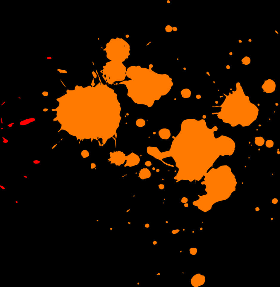 Orange Paint Splatters On A Black Background