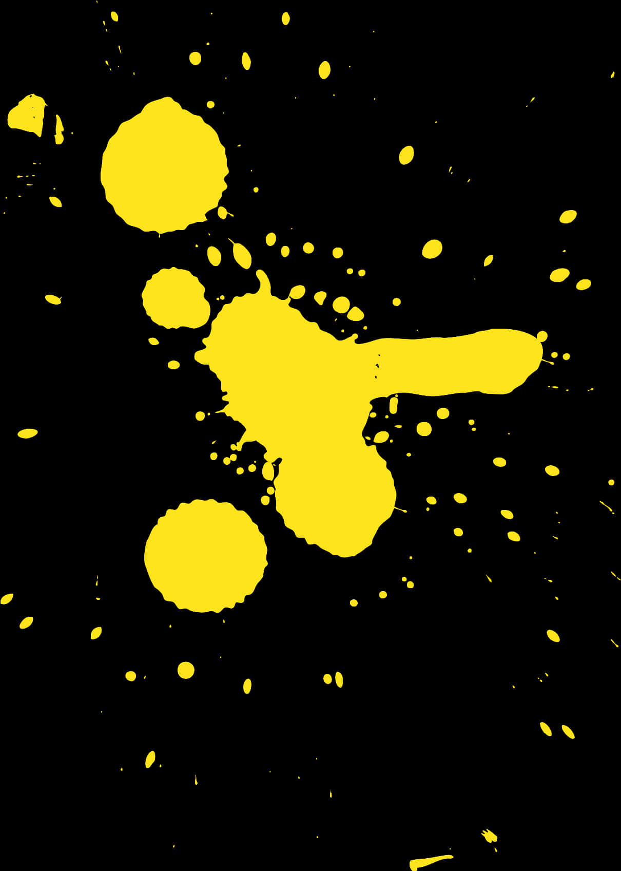 Yellow Paint Splatters On A Black Background
